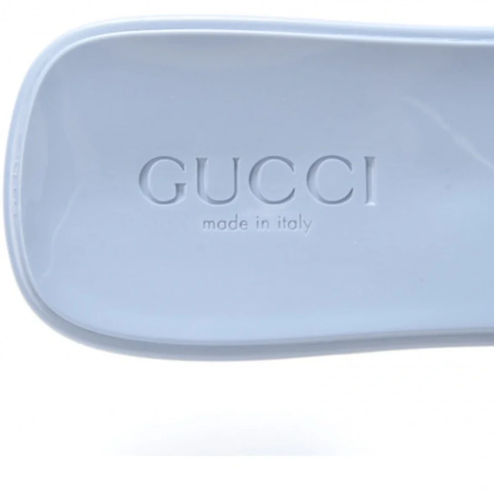 GUCCI RUBBER MULES IN LIGHT BLUE WITH BLOCK HEEL AND LOGO ON VAMP SIZE EU 38 - Picture 2 of 7